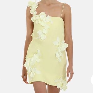 ZIMMERMANN HIGH TIDE LINEN MINI DRESS YELLOW LINEN DESIGNER SIZE 2 (us 6-8)